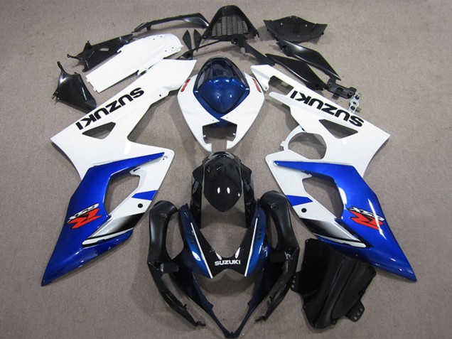 White Blue Glossy Black 2005-2006 Suzuki GSXR 1000 Bike Fairings