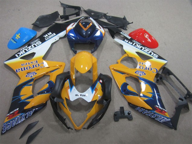 White Yellow Blue Black Corona Extra Alstare 2005-2006 Suzuki GSXR 1000 Motorcycle Fairings