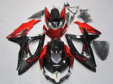 Glossy Black Red 2007-2008 Suzuki GSXR 1000 Motorcycle Fairing