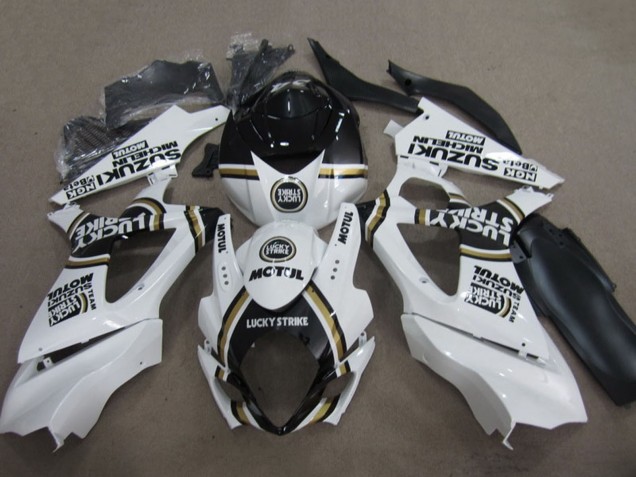 White Black Lucky Strike Motul 2007-2008 Suzuki GSXR 1000 Motorcycle Fairing