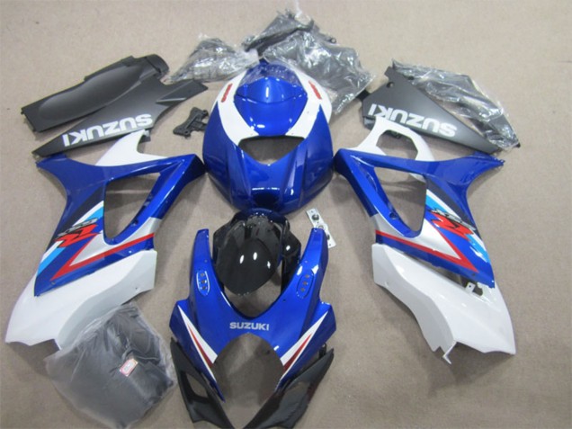 White Blue Red 2007-2008 Suzuki GSXR 1000 Motorcycle Fairings