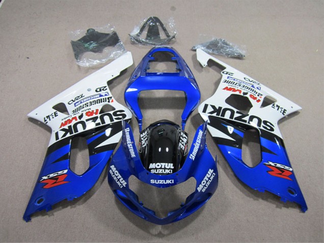 White Blue Black Motul 2001-2003 Suzuki GSXR 600 Motorcycle Fairings
