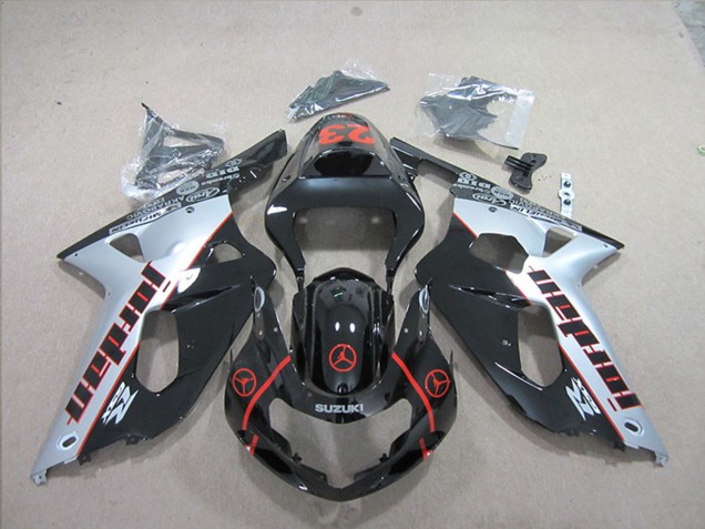 Silver Glossy Black Red Jordan 23 2001-2003 Suzuki GSXR 600 Motorcycle Fairings