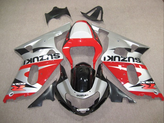 Silver Red Glossy Black 2001-2003 Suzuki GSXR 600 Motorcycle Fairings