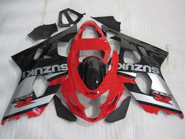 Red Silver Glossy Black 2004-2005 Suzuki GSXR 600 Motorcycle Fairings
