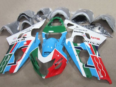 White Blue Green Red Motul 2004-2005 Suzuki GSXR 600 Motorcycle Fairings