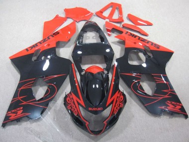 Glossy Black Red 2004-2005 Suzuki GSXR 600 Motorcycle Fairings