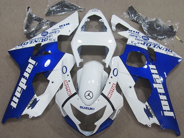 White Blue Jordan Motul 2004-2005 Suzuki GSXR 600 Motorcycle Fairings
