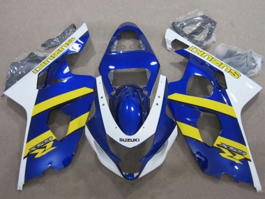 Blue White Yellow 2004-2005 Suzuki GSXR 600 Motorcycle Fairings
