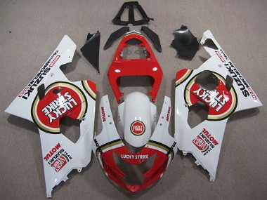 White Red Lucky Strike Motul 2004-2005 Suzuki GSXR 600 Motorcycle Fairings