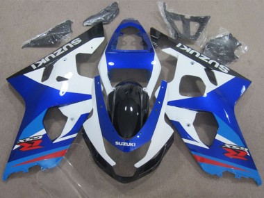 White Blue Red 2004-2005 Suzuki GSXR 600 Motorcycle Fairings