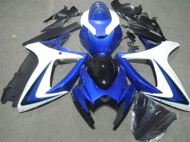 White Blue Glossy Black 2006-2007 Suzuki GSXR 600 Motorcycle Fairings