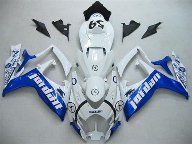 White Blue Jordan 59 2006-2007 Suzuki GSXR 600 Motorcycle Fairings
