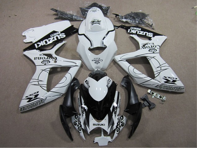 White Black Corona Extra 2006-2007 Suzuki GSXR 600 Motorcycle Fairings