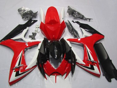 White Red Glossy Black Stripe 2006-2007 Suzuki GSXR 600 Motorcycle Fairings