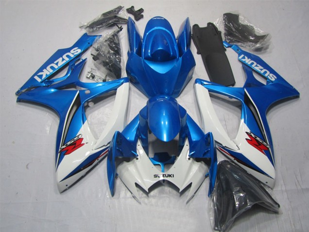 White Blue Red 2006-2007 Suzuki GSXR 600 Motorcycle Fairing