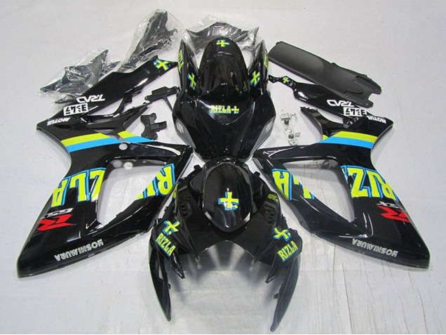 Glossy Black Yellow Rizla Red 2006-2007 Suzuki GSXR 600 Motorcycle Fairings