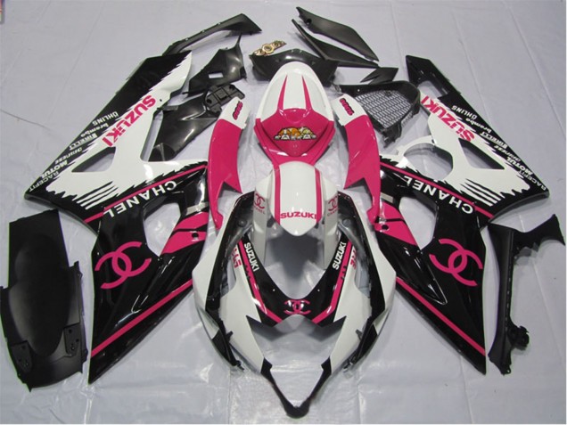 White Pink Black Chanel 2006-2007 Suzuki GSXR 600 Motorcycle Fairings
