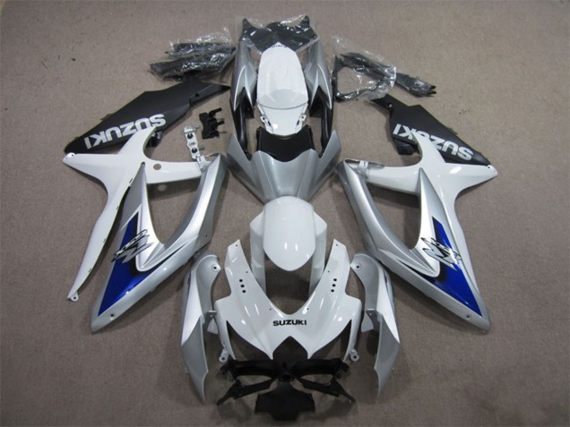 Silver White Blue Black 2008-2010 Suzuki GSXR 600 Motorcycle Fairings