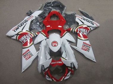 White Red Motul Lucky Strike 2011-2024 Suzuki GSXR 600 Motorcycle Fairings