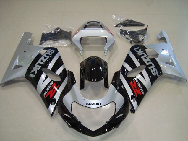 Silver Glossy Black 2001-2003 Suzuki GSXR 750 Motorcycle Fairings