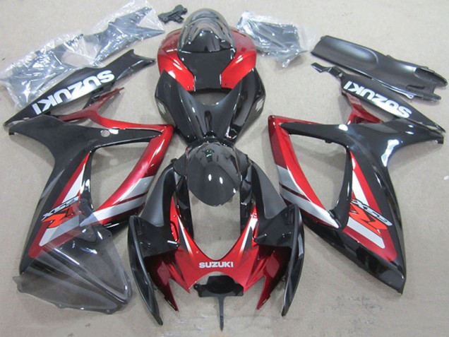 Red Glossy Black 2006-2007 Suzuki GSXR 750 Motorcycle Fairings