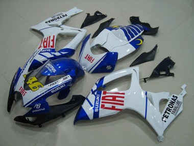 White Blue Red Fiat 46 2006-2007 Suzuki GSXR 750 Motorcycle Fairings