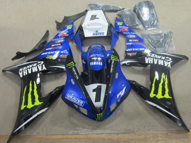 White Blue Black Neon Yellow Monster Graves 1 2002-2003 Yamaha YZF R1 Motorcycle Fairings
