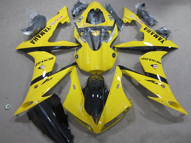 Yellow Glossy Black Dunlop 2004-2006 Yamaha YZF R1 Motorcycle Fairings