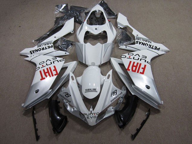 Silver White Red Fiat 2007-2008 Yamaha YZF R1 Motorcycle Fairings