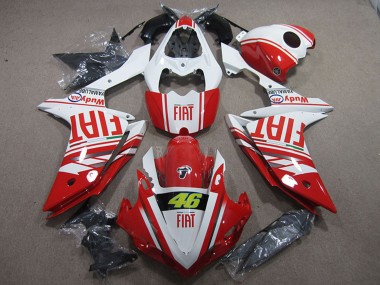 White Red Fiat 46 2007-2008 Yamaha YZF R1 Motorcycle Fairings