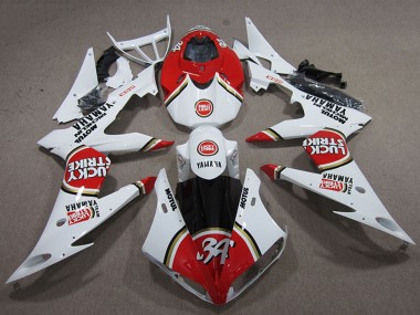 White Red Lucky Strike 2008-2016 Yamaha YZF R6 Motorcycle Fairings