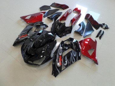 Black Nd Red Silver Flame 06-11 ZX14R ZZR1400 Motorcycle Fairings
