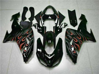 Black Red Flame 06-07 ZX10R Motorcycle Fairing