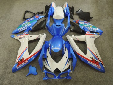 Blue White with Decals 08-10 GSXR 600 Motorcycle Fairings