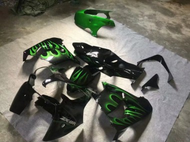 Glossy Black Green Flame 00-01 ZX9R Motorcycle Fairings