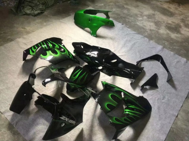 Glossy Black Green Flame 00-01 ZX9R Motorcycle Fairings Glossy Black Green Flame 00-01 ZX9R Motorcycle Fairings