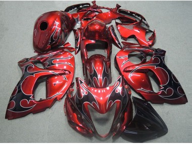 Red with Black Flame 96-07 GSXR 1300 Hayabusa Motorcycle Fairings