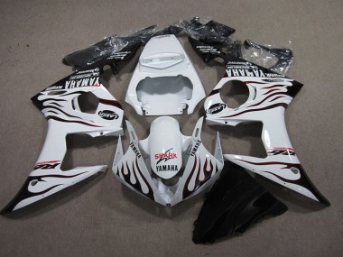 White Black Flame Shark 03-05 YZF R6 Motorcycle Fairings